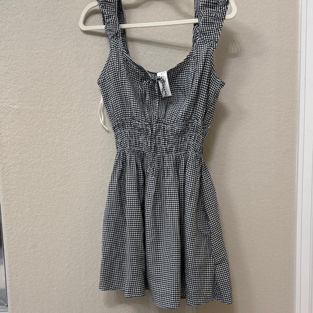 GAP Black & White Gingham Tie-Front Sundress